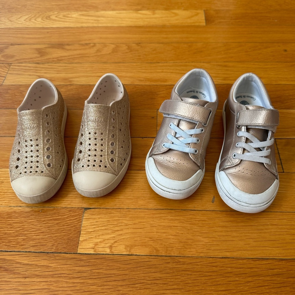Kids Gold Natives and Sneakers size 11